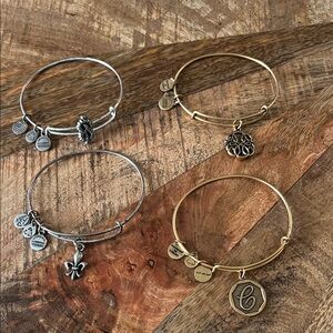 Set of 4 Alex and Ani Bracelets, gold and silver